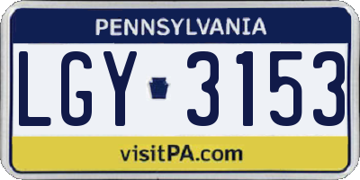 PA license plate LGY3153
