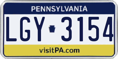 PA license plate LGY3154
