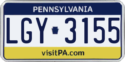 PA license plate LGY3155