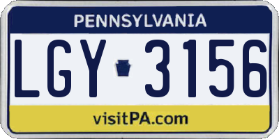 PA license plate LGY3156