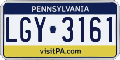 PA license plate LGY3161