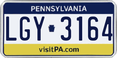 PA license plate LGY3164