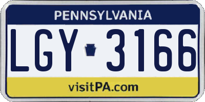 PA license plate LGY3166