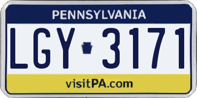 PA license plate LGY3171