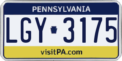 PA license plate LGY3175