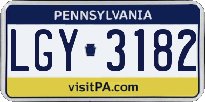 PA license plate LGY3182