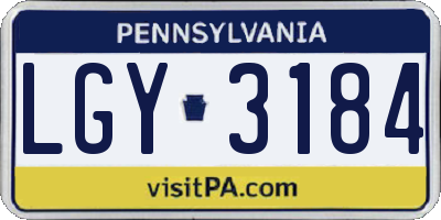 PA license plate LGY3184