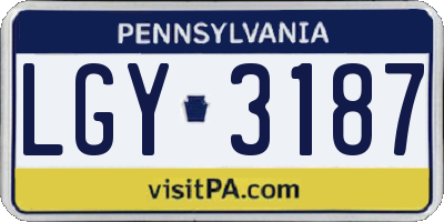PA license plate LGY3187