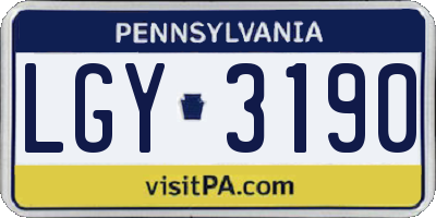 PA license plate LGY3190