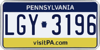 PA license plate LGY3196