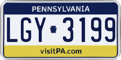 PA license plate LGY3199