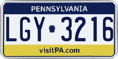 PA license plate LGY3216
