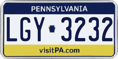 PA license plate LGY3232