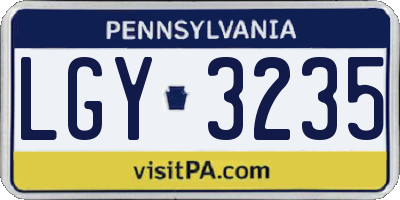 PA license plate LGY3235