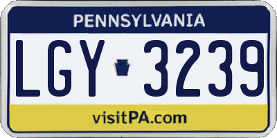 PA license plate LGY3239
