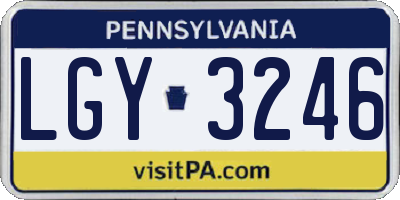 PA license plate LGY3246