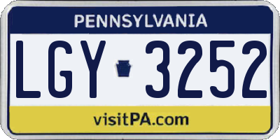 PA license plate LGY3252