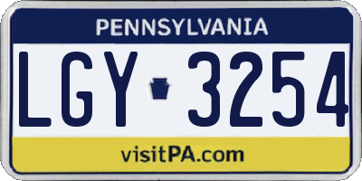 PA license plate LGY3254