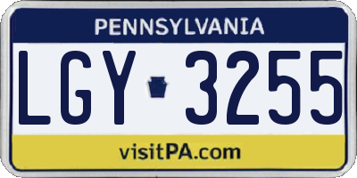 PA license plate LGY3255