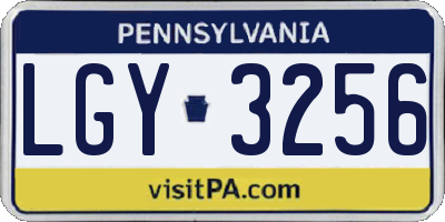 PA license plate LGY3256