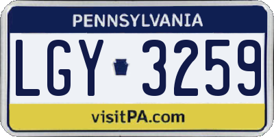 PA license plate LGY3259