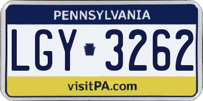 PA license plate LGY3262