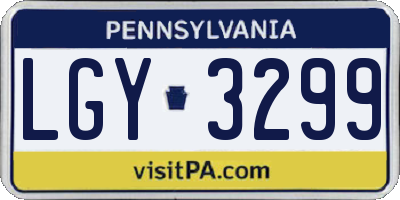 PA license plate LGY3299