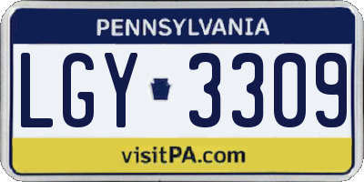 PA license plate LGY3309