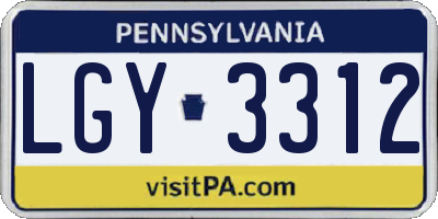 PA license plate LGY3312