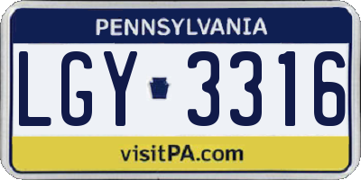 PA license plate LGY3316