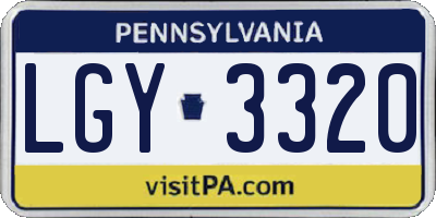PA license plate LGY3320