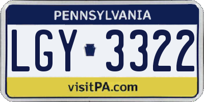 PA license plate LGY3322