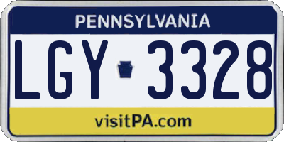 PA license plate LGY3328