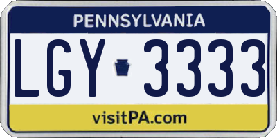 PA license plate LGY3333
