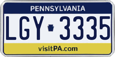 PA license plate LGY3335