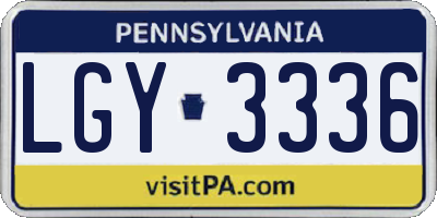 PA license plate LGY3336