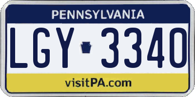 PA license plate LGY3340