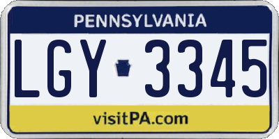PA license plate LGY3345