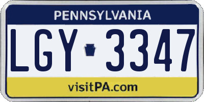 PA license plate LGY3347