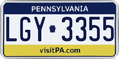 PA license plate LGY3355