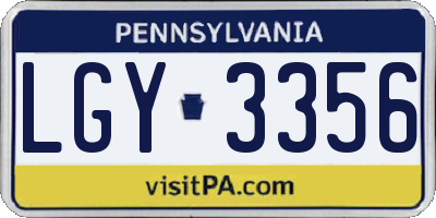 PA license plate LGY3356