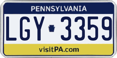 PA license plate LGY3359