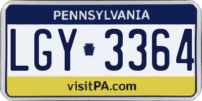 PA license plate LGY3364