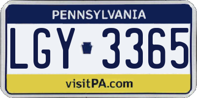 PA license plate LGY3365