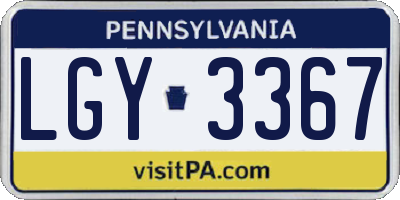 PA license plate LGY3367