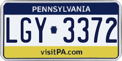 PA license plate LGY3372