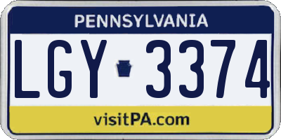 PA license plate LGY3374
