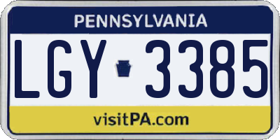 PA license plate LGY3385