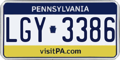 PA license plate LGY3386