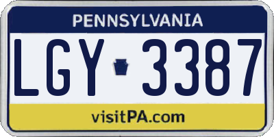 PA license plate LGY3387